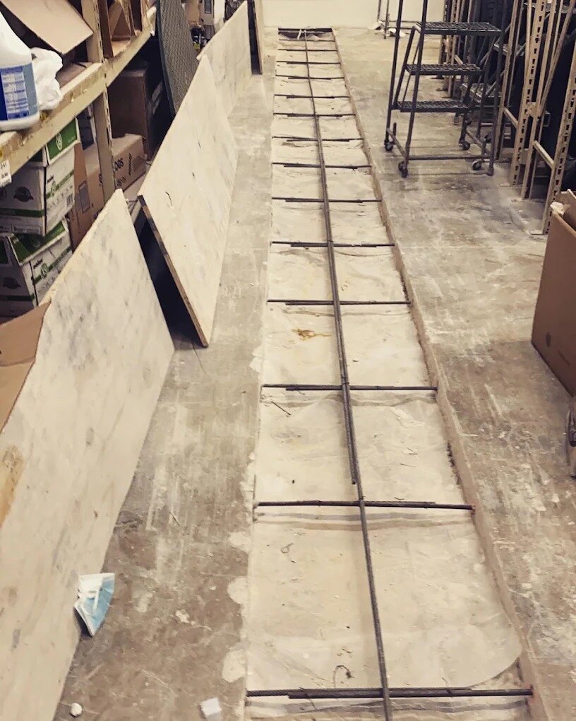 MEP trench pourback prepared with reinforcing steel